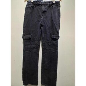 Eunina‎ Imogen Mid Rise Bootcut Cargo Jeans Size 13 31w Black Denim